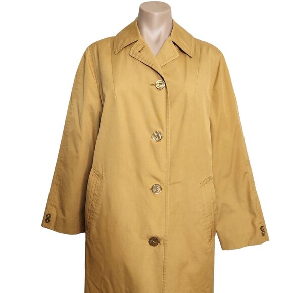 Vintage Misty Harbor Any Weather Mustard Yellow Trench Coat Jacket Women's SZ 14 - Picture 2 of 10